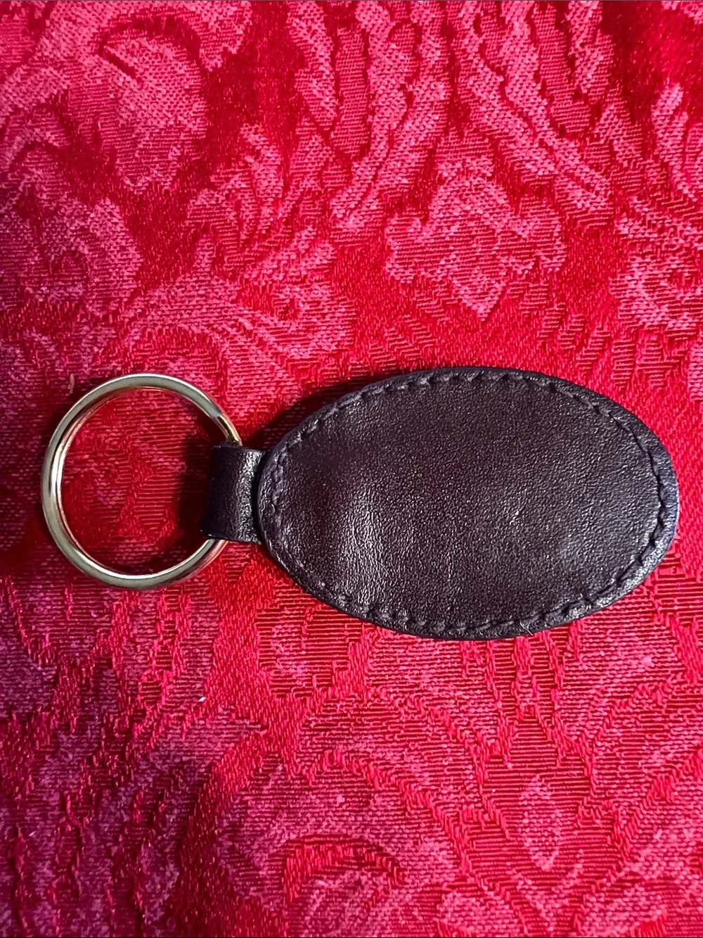 Etienne Aigner Brown Leather Key Fob Gold Tone Logo Keychain